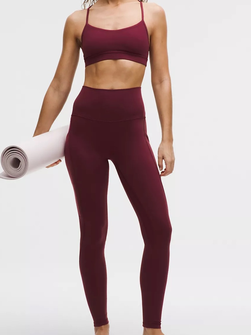 lululemon athletica Maroon Seamless Leggings & Bra Set